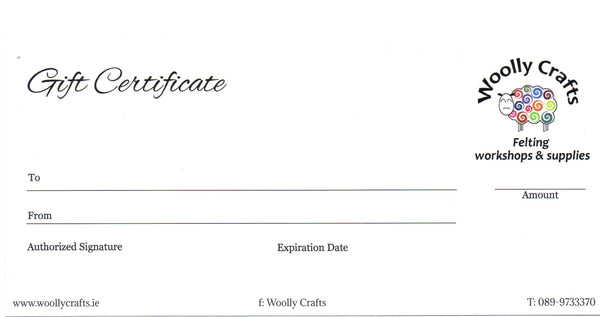 Felting workshop gift certificate